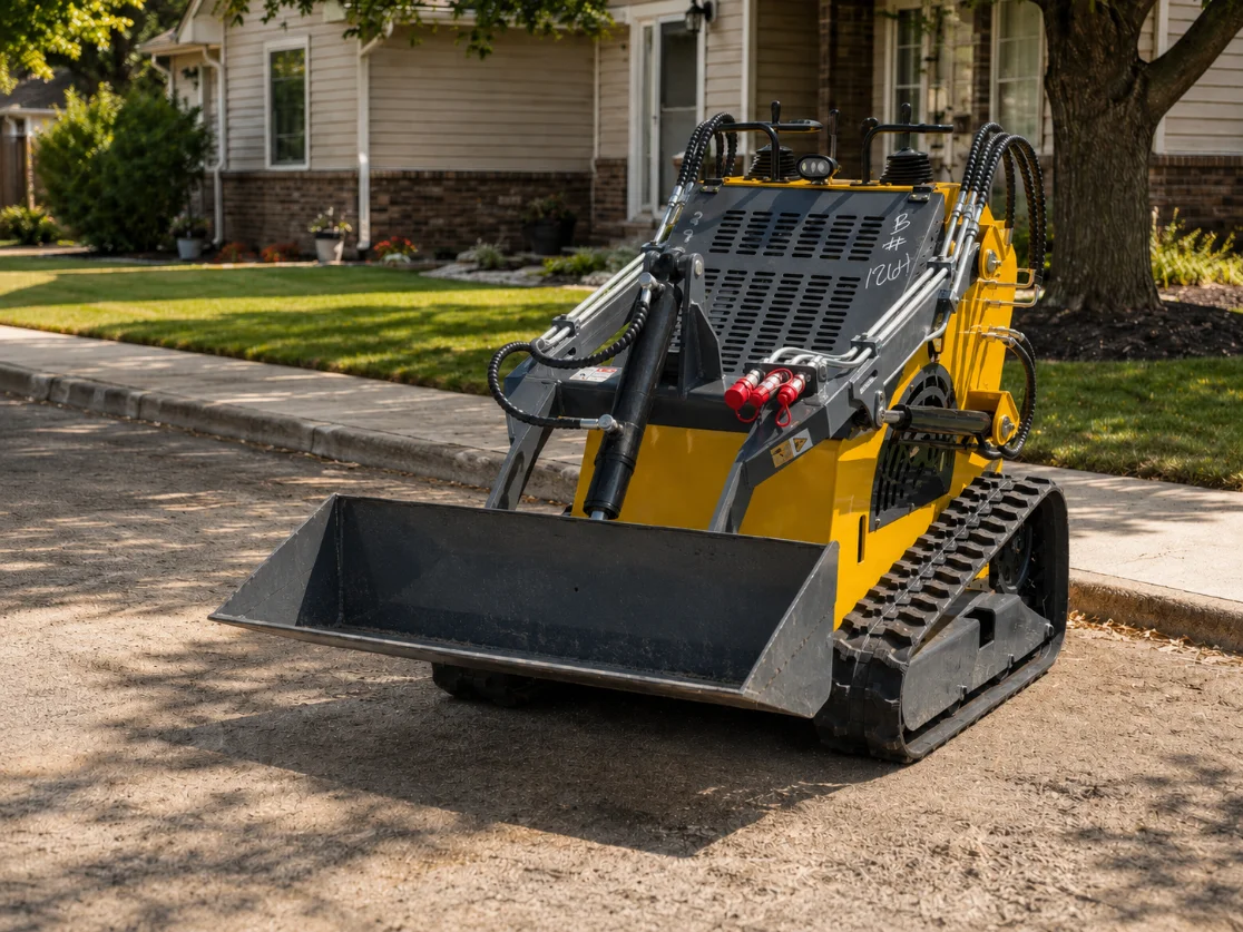 Long Acre equipment — mini skid steer and enclosed trailer
